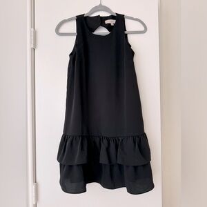 LOFT Shift Dress Ruffle Hem | Petite 0 in Black